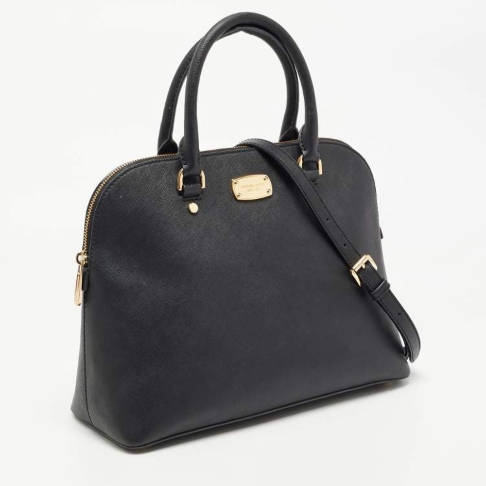Michael Kors Black Leather Cindy Dome Satchel